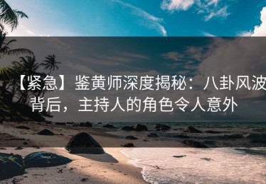【紧急】鉴黄师深度揭秘：八卦风波背后，主持人的角色令人意外