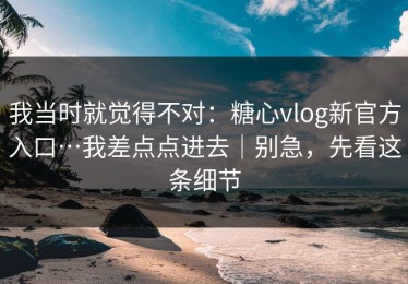 我当时就觉得不对：糖心vlog新官方入口…我差点点进去｜别急，先看这条细节