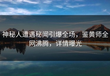 神秘人遭遇秘闻引爆全场，鉴黄师全网沸腾，详情曝光