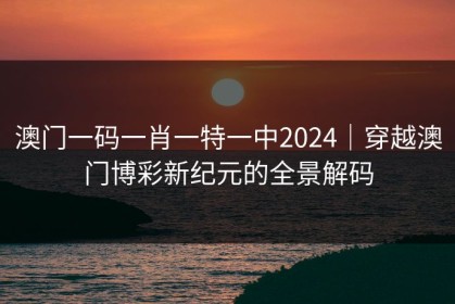 澳门一码一肖一特一中2024｜穿越澳门博彩新纪元的全景解码