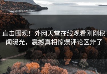 直击围观！外网天堂在线观看刚刚秘闻曝光，震撼真相惊爆评论区炸了