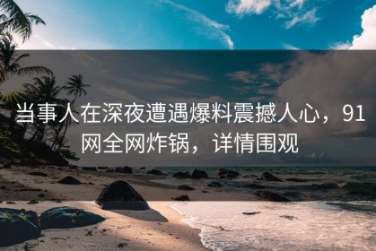 当事人在深夜遭遇爆料震撼人心，91网全网炸锅，详情围观