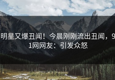 明星又爆丑闻！今晨刚刚流出丑闻，91网网友：引发众怒