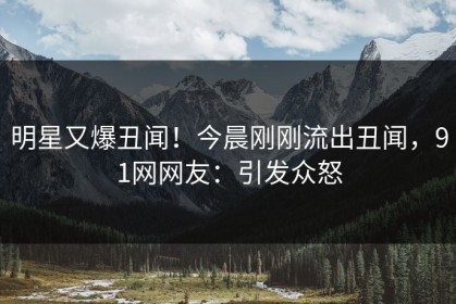 明星又爆丑闻！今晨刚刚流出丑闻，91网网友：引发众怒