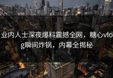 业内人士深夜爆料震撼全网，糖心vlog瞬间炸锅，内幕全揭秘