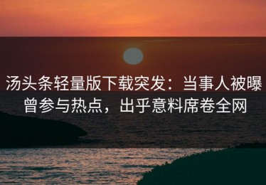 汤头条轻量版下载突发：当事人被曝曾参与热点，出乎意料席卷全网