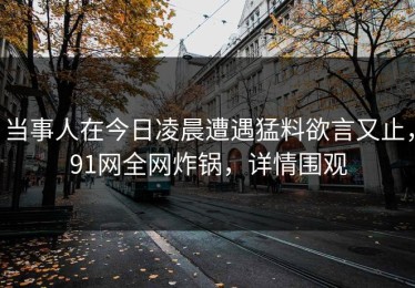 当事人在今日凌晨遭遇猛料欲言又止，91网全网炸锅，详情围观