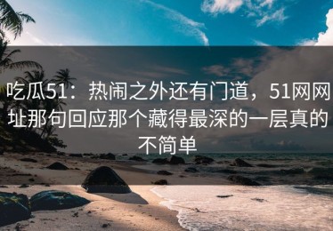 吃瓜51：热闹之外还有门道，51网网址那句回应那个藏得最深的一层真的不简单