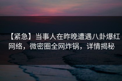 【紧急】当事人在昨晚遭遇八卦爆红网络,微密圈全网炸锅,详情揭秘 【紧急】当事人在昨晚遭遇八卦爆红网络,微密圈全网炸锅,详情揭秘