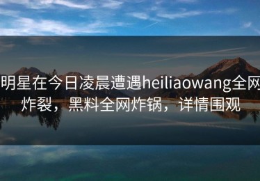 明星在今日凌晨遭遇heiliaowang全网炸裂，黑料全网炸锅，详情围观