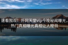 速看围观！外网天堂vip今晚秘闻曝光，热门真相曝光真相让人瞠目