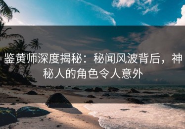 鉴黄师深度揭秘：秘闻风波背后，神秘人的角色令人意外