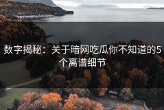 数字揭秘：关于暗网吃瓜你不知道的5个离谱细节