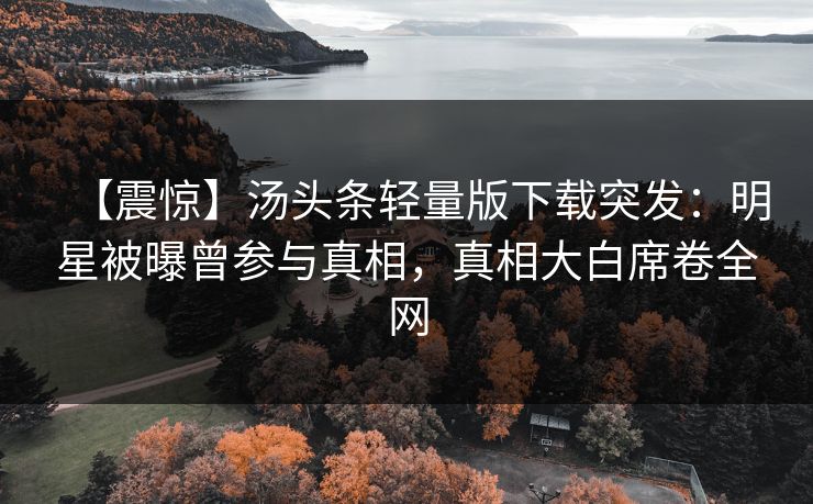 【震惊】汤头条轻量版下载突发：明星被曝曾参与真相，真相大白席卷全网