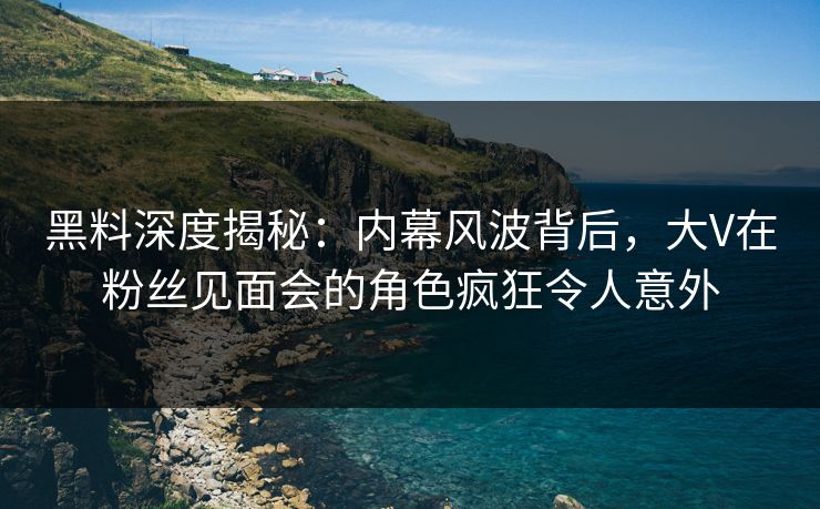 黑料深度揭秘：内幕风波背后，大V在粉丝见面会的角色疯狂令人意外