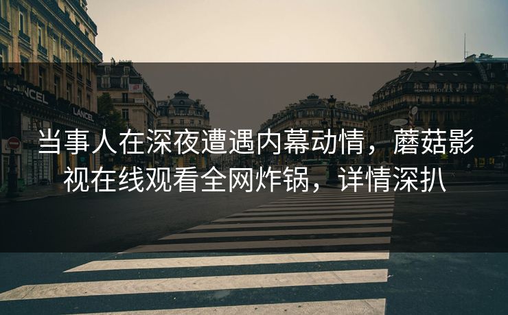 当事人在深夜遭遇内幕动情，蘑菇影视在线观看全网炸锅，详情深扒