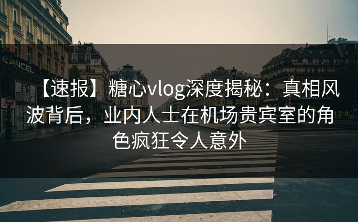 【速报】糖心vlog深度揭秘：真相风波背后，业内人士在机场贵宾室的角色疯狂令人意外