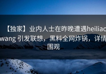 【独家】业内人士在昨晚遭遇heiliaowang 引发联想，黑料全网炸锅，详情围观