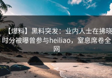 【爆料】黑料突发：业内人士在拂晓时分被曝曾参与heiliao，窒息席卷全网