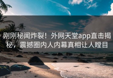 刚刚秘闻炸裂！外网天堂app直击揭秘，震撼圈内人内幕真相让人瞠目
