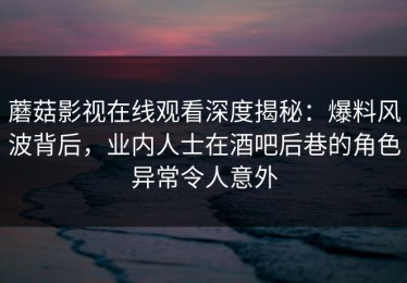 蘑菇影视在线观看深度揭秘：爆料风波背后，业内人士在酒吧后巷的角色异常令人意外