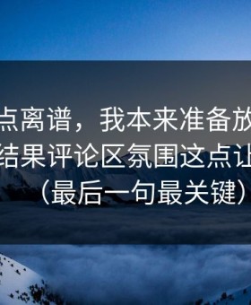 真的有点离谱，我本来准备放弃新91视频，结果评论区氛围这点让我回坑（最后一句最关键）