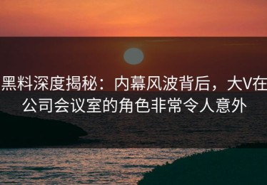 黑料深度揭秘：内幕风波背后，大V在公司会议室的角色非常令人意外