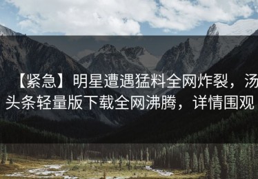 【紧急】明星遭遇猛料全网炸裂，汤头条轻量版下载全网沸腾，详情围观