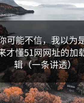 说出来你可能不信，我以为是我要求高，后来才懂51网网址的加载体验逻辑（一条讲透）
