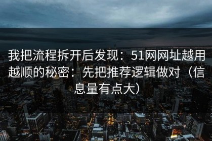 我把流程拆开后发现：51网网址越用越顺的秘密：先把推荐逻辑做对（信息量有点大）
