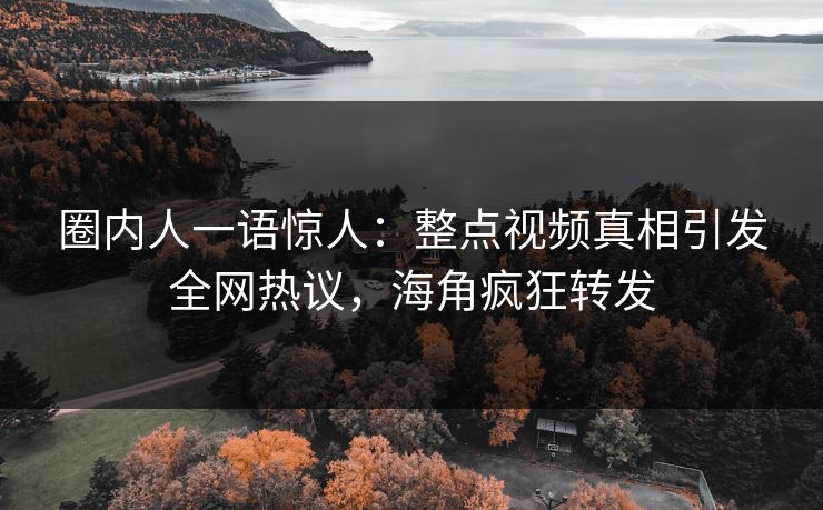 圈内人一语惊人：整点视频真相引发全网热议，海角疯狂转发