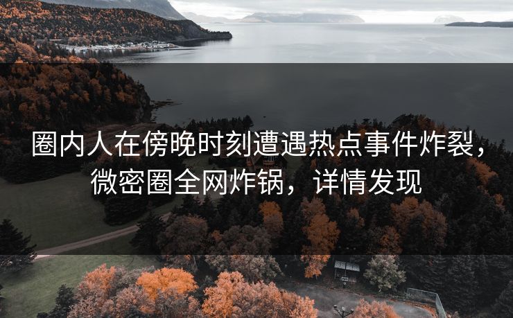 圈内人在傍晚时刻遭遇热点事件炸裂,微密圈全网炸锅,详情发现 圈内人在傍晚时刻遭遇热点事件炸裂,微密圈全网炸锅,详情发现