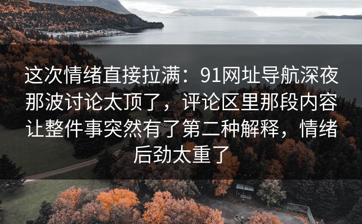 这次情绪直接拉满:91网址导航深夜那波讨论太顶了,评论区里那段内容让整件事突然有了第二种解释,情绪后劲太重了 这次情绪直接拉满:91网址导航深夜那波讨论太顶了,评论区里那段内容让整件事突然有了第二种解释,情绪后劲太重了